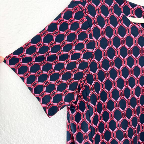 J. Jill Womens Wearever Collect T Shirt Dress Size XL Petite Mod Geo Navy Blue - Picture 6 of 9